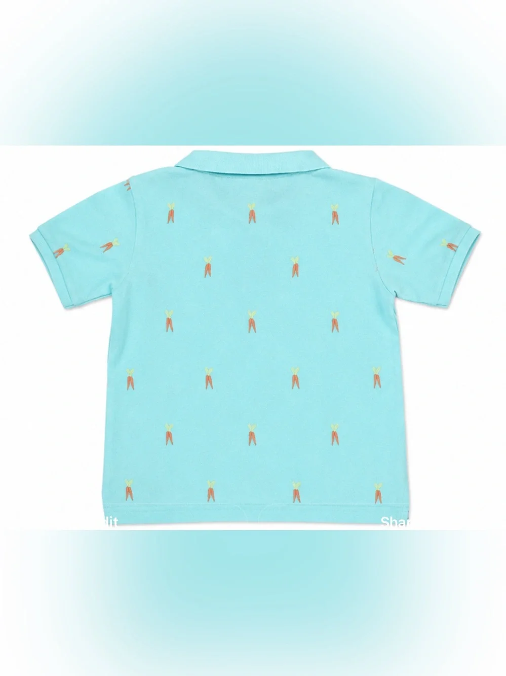 Gymboree Boys 4T Polo Shirt NWT Aqua Carrot Print Short Sleeve